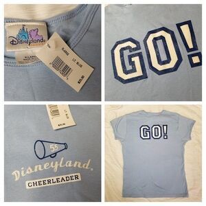 Disneyland Cheerleader XL Baby Tee Disney Womens Jr Top T shirt Glitter Vtg Y2k